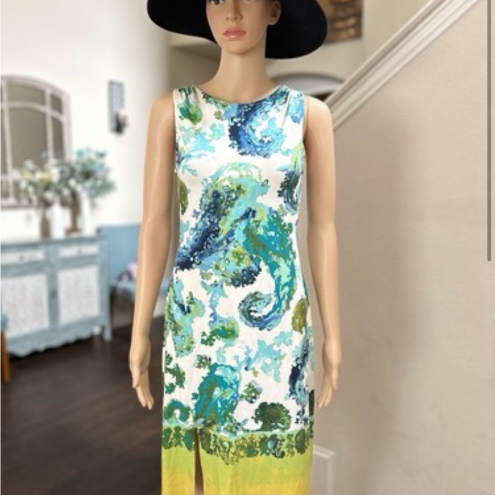 Tommy Bahama Blue and Green Paisley Midi Dress